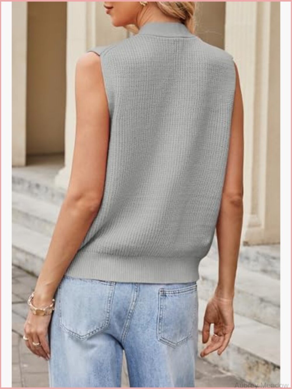Sleeveless Cardigan Sweater Vest V-Neck Button Front Knit Tank Top - Picture 6 of 6
